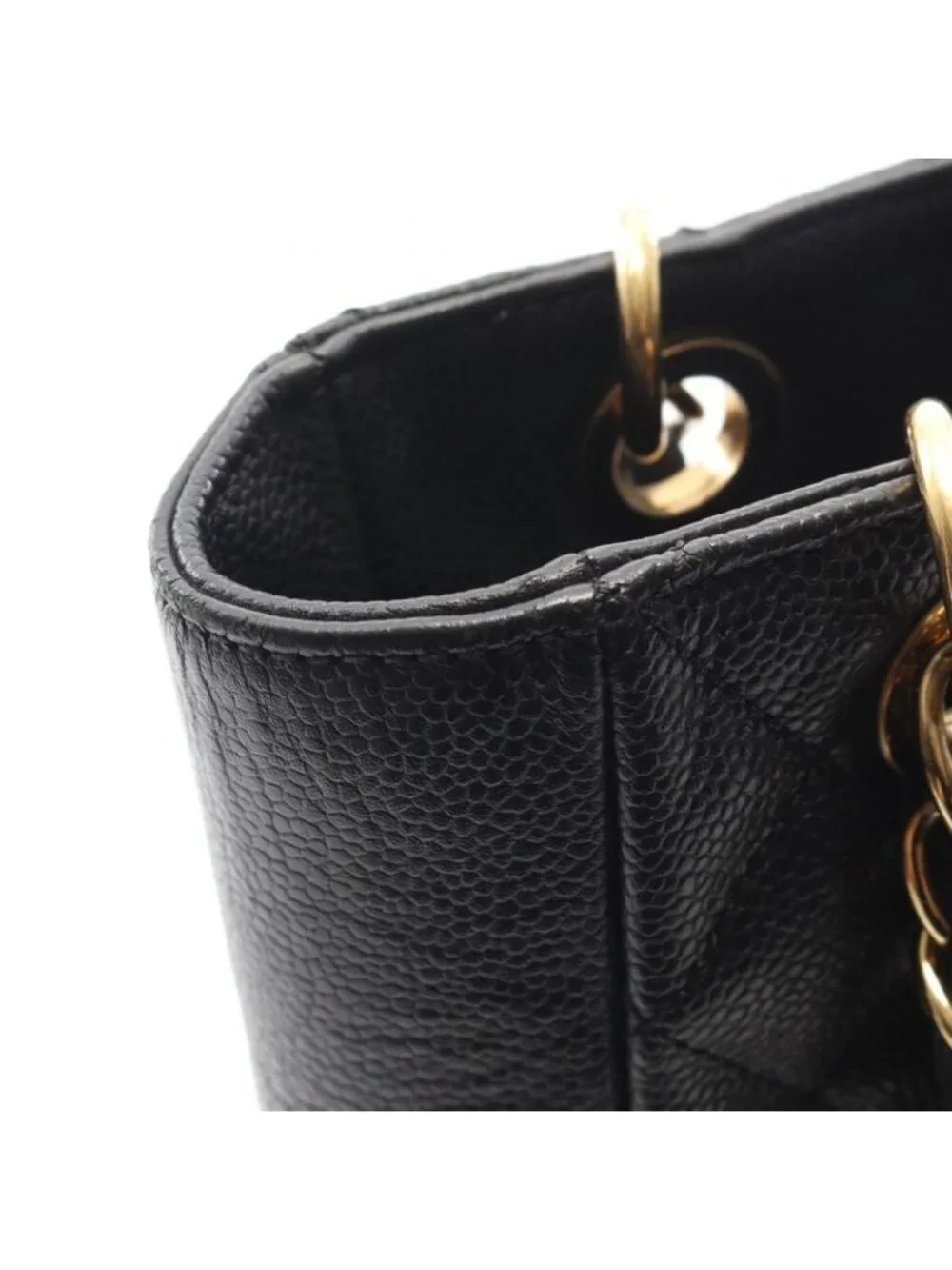 ★SOLD★ Chanel Tote Quilted Petite Shopping PST Black Leather Chainto - Picture 6 of 8